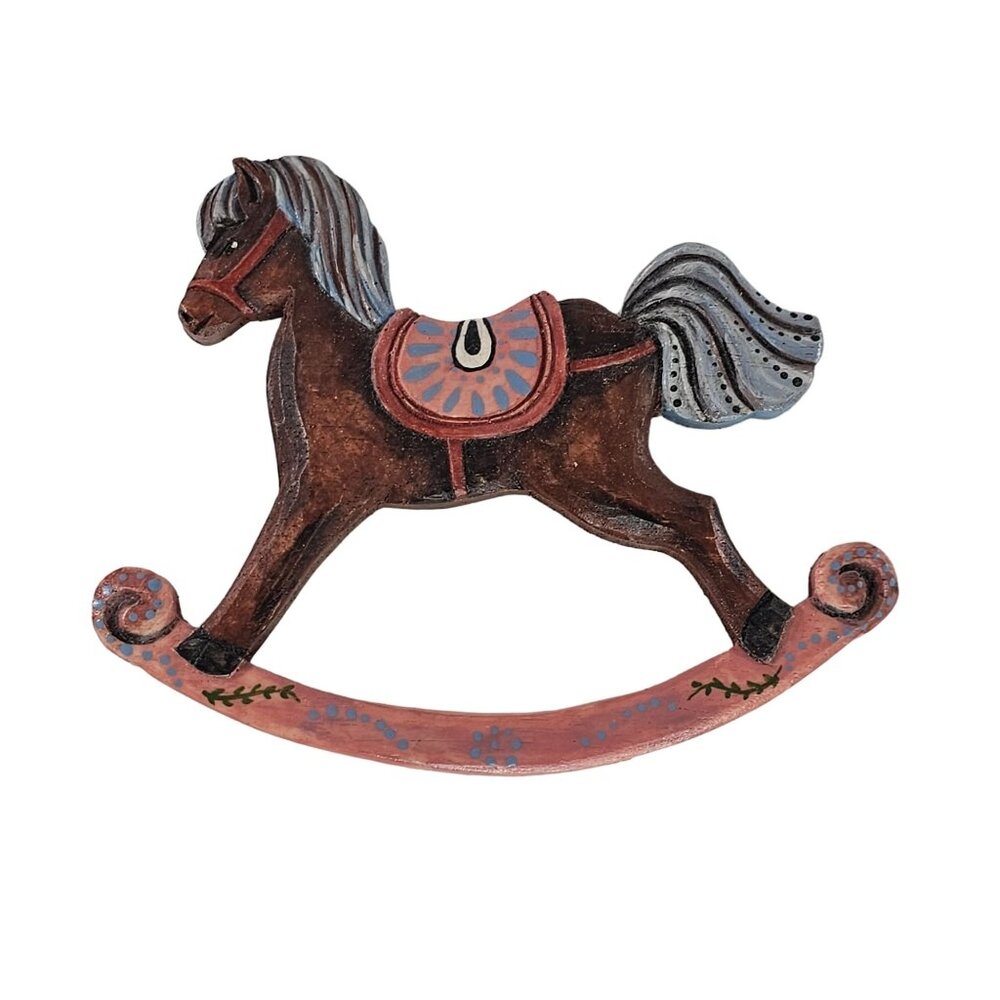 Hand-Painted Resin Rocking Horse Wall Decoration